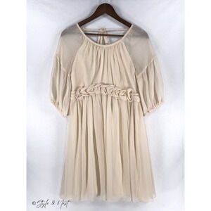 Laundry By Design White Coquette Milkmaid Sheer Romantic Prairie Dress Size 10